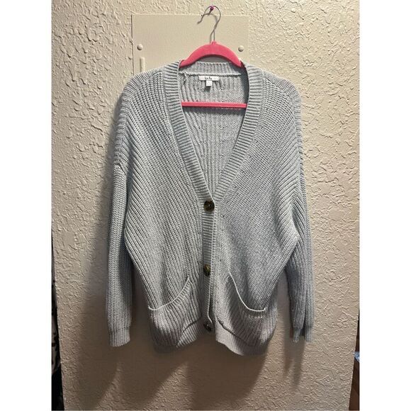 Isela Grey Button Up Cardigan Sweater Woman’s Size Large - Picture 1 of 7